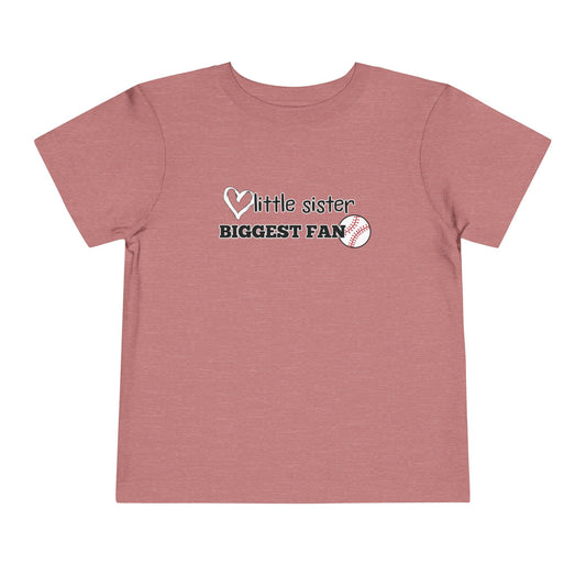 Little Sister, Biggest Fan (Baseball) Toddler Tee